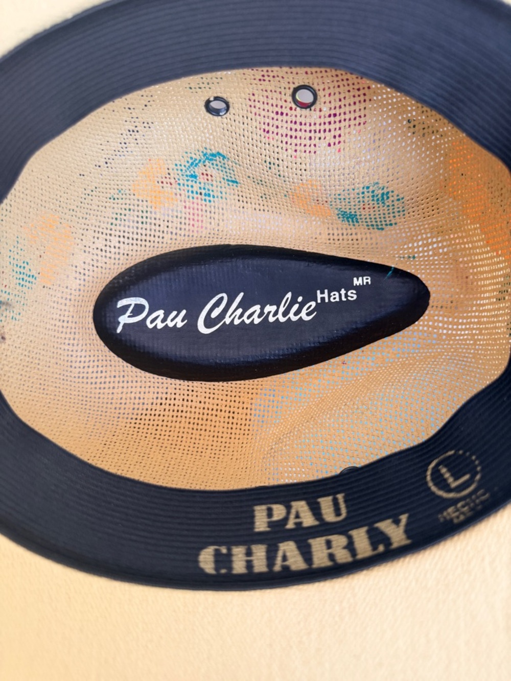 Pau Charlie NWT Panama-style hand
Painted artisanal straw hat. Ladies 
Sz LG - Picture 3 of 8